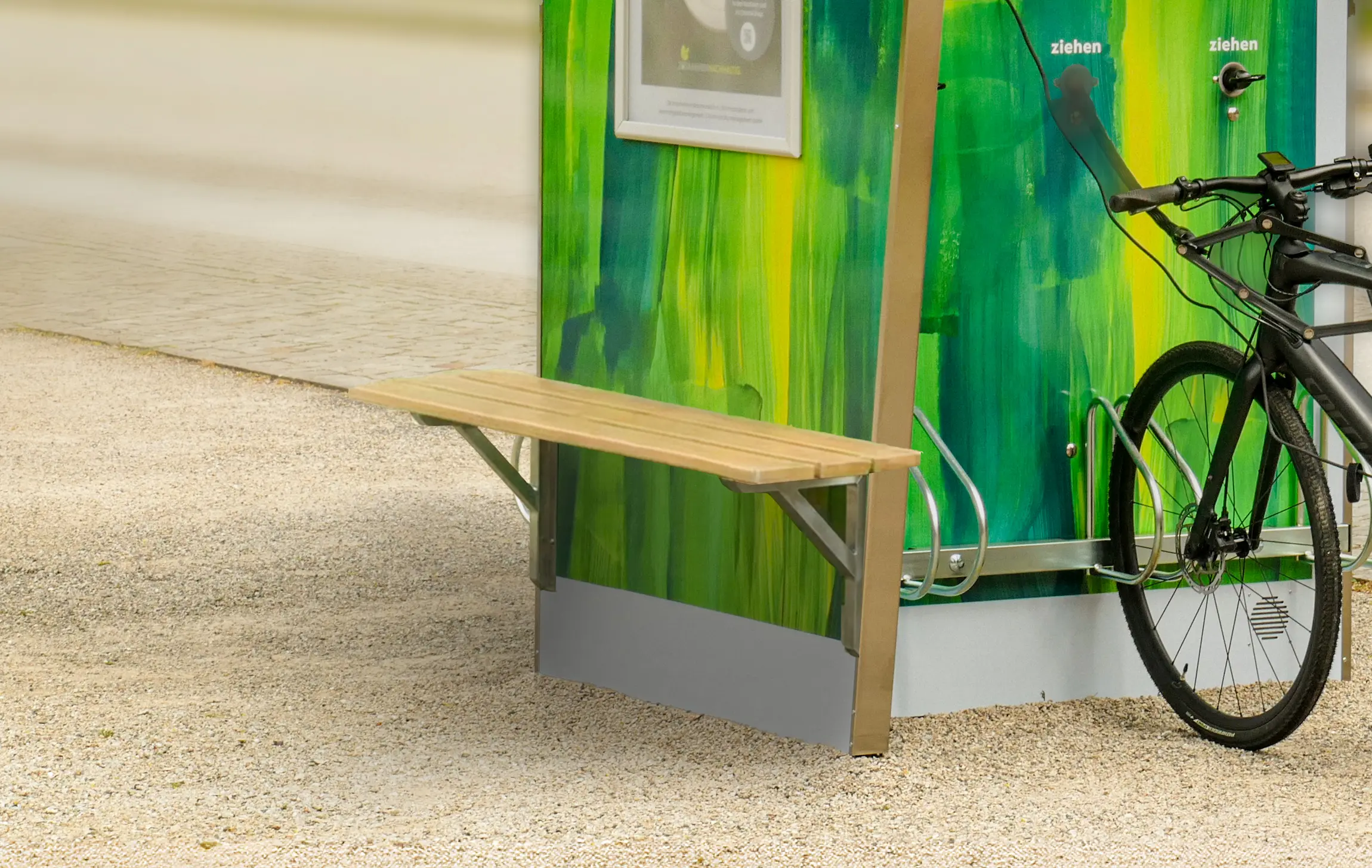 Mobilitätsstation mit Sitzbank